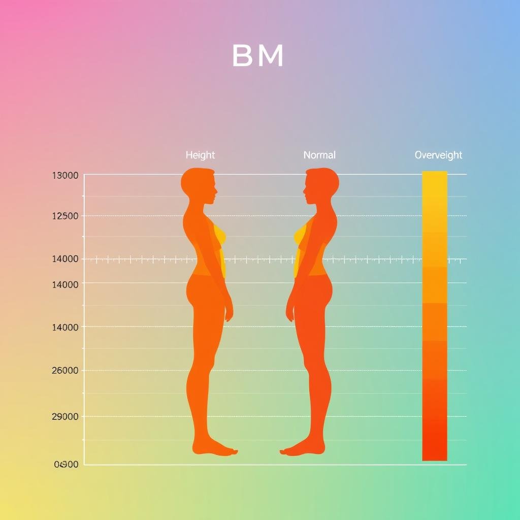 BMI chart showing relationship between height and weight BMI chart showing relationship between height and weight
