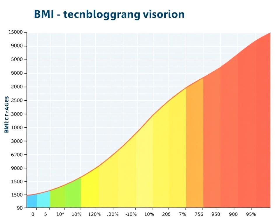 BMI-for-age growth chart showing different percentile curves