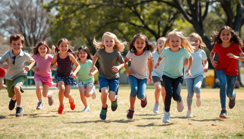 Children playing actively outdoors for healthy BMI Calculator Child results