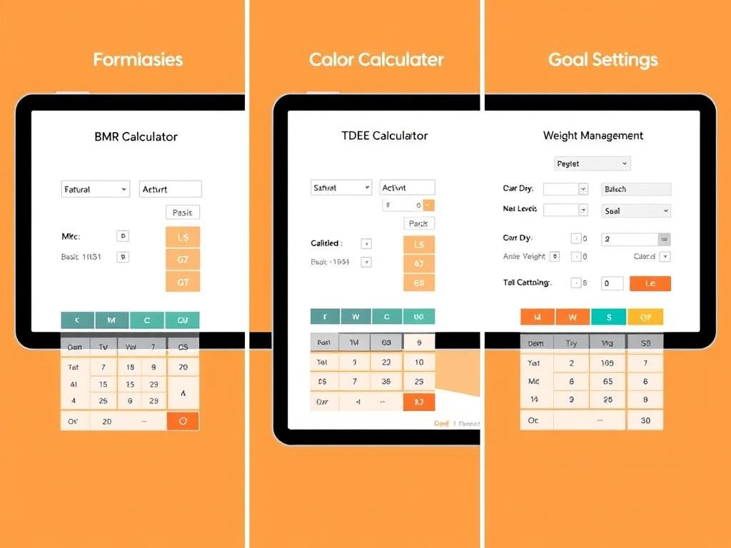 Comparison of different types of calorie calculators showing BMR, TDEE, and weight management calculators