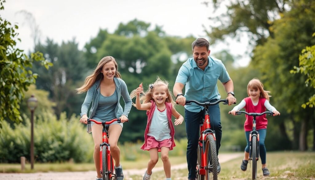 Family being active together outdoors