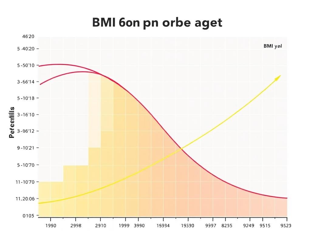 Growth chart showing BMI Calculator Child percentiles for different ages