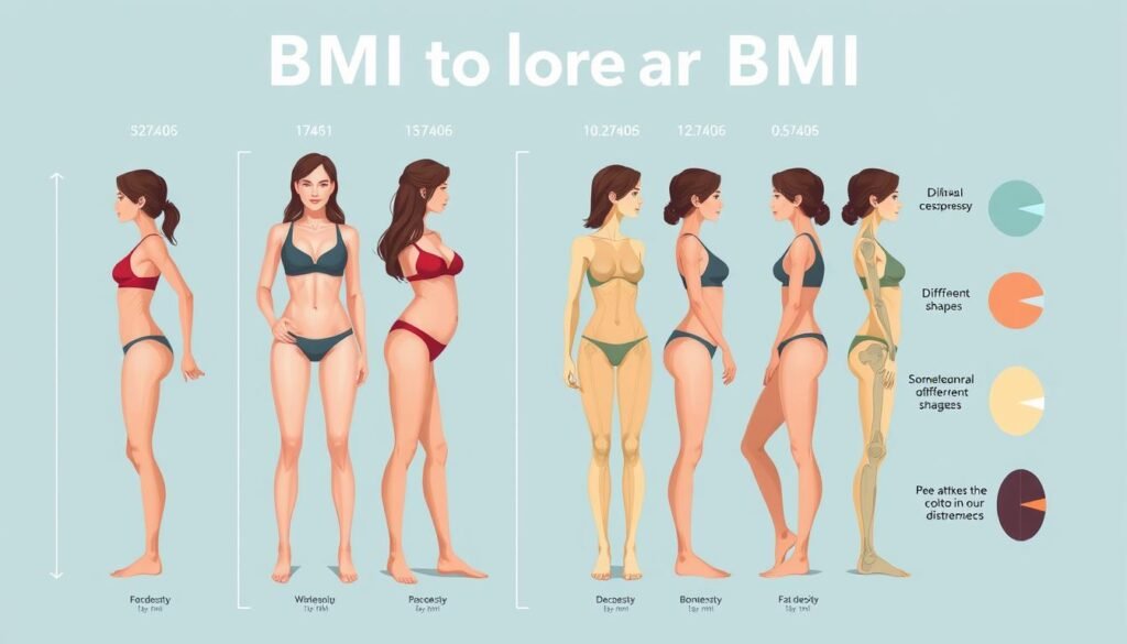 Illustration showing limitations of BMI measurements for women Illustration showing limitations of BMI measurements for women
