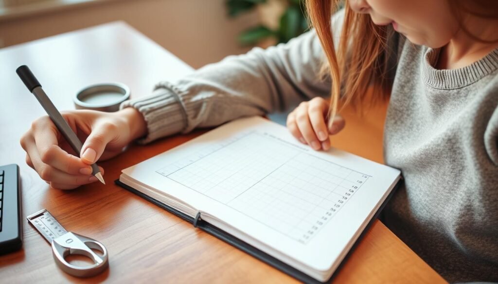 Parent tracking child's BMI Calculator Child results over time in a growth journal