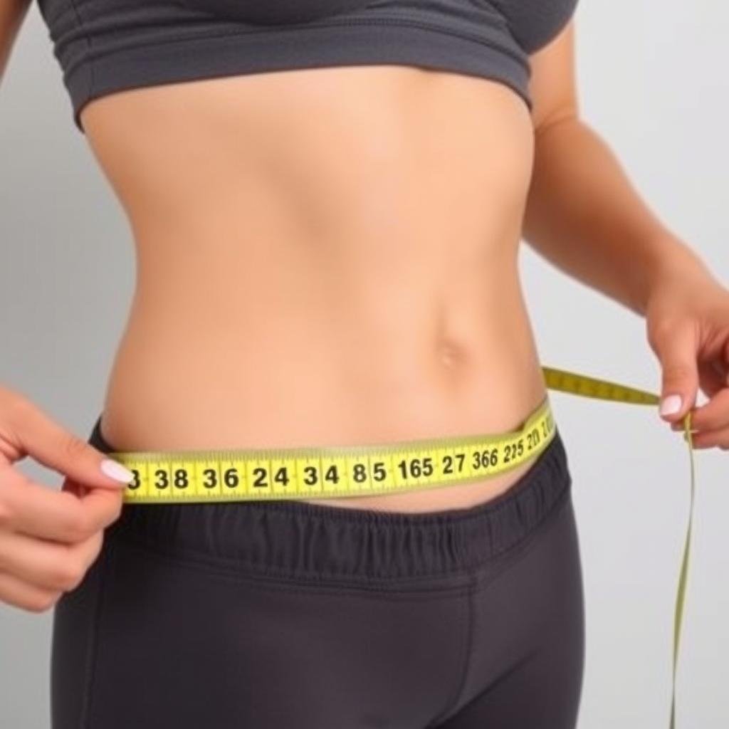 Person measuring waist circumference with a tape measure Person measuring waist circumference with a tape measure