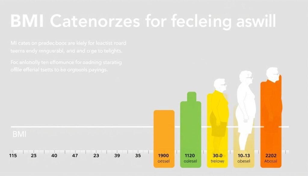 Visual representation of BMI categories for elderly adults with color-coded ranges