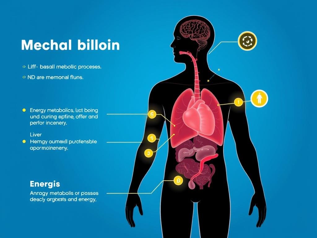 Visual representation of BMR showing body systems that require energy at rest