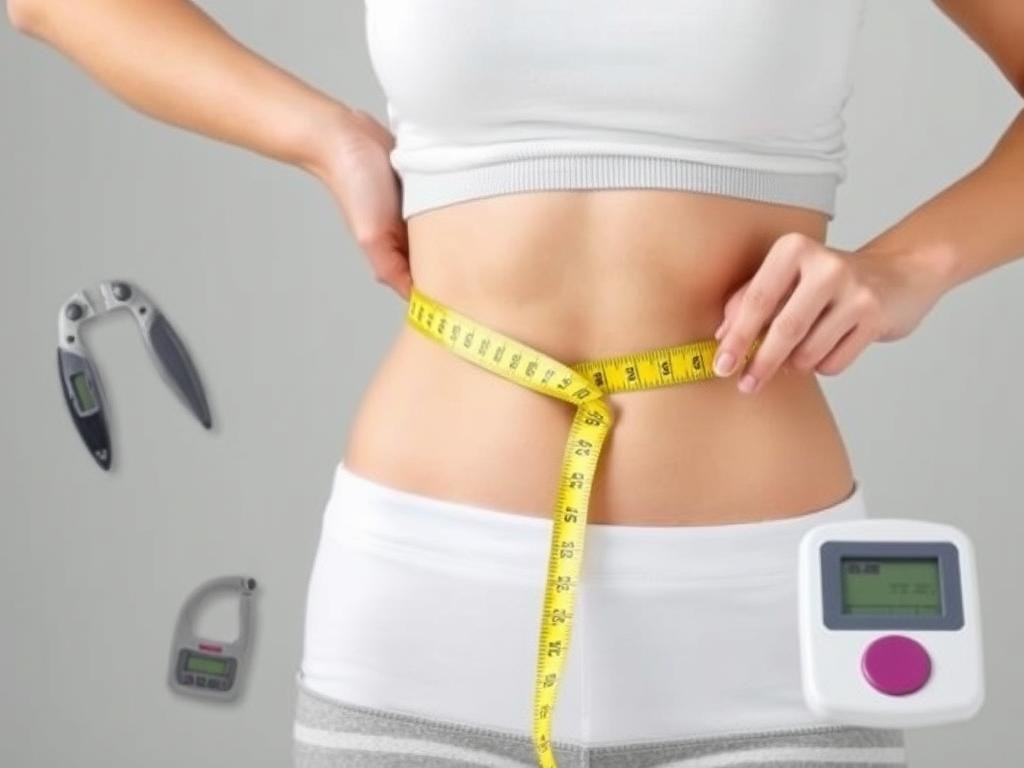 Woman measuring waist circumference as an alternative to BMI Woman measuring waist circumference as an alternative to BMI